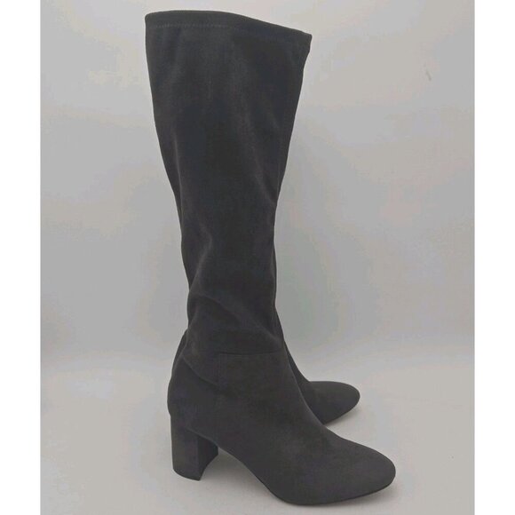 Ann Taylor Gray Grey Faux Suede Camden Knee High Block Heel Boots 10 M Womens Ta main image 8